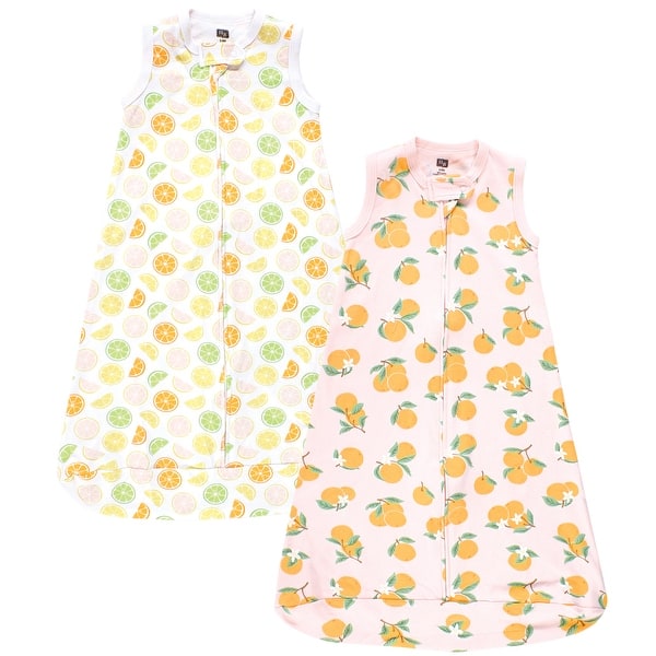 slide 1 of 1, Hudson Baby Infant Girl Interlock Cotton Sleeveless Sleeping Bag, Citrus Orange 0-3 Months - Citrus Orange
