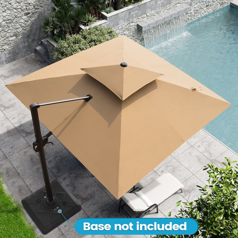Outdoor 10FT Square Offset Cantilever Patio Umbrella 360-Degree Rotation
