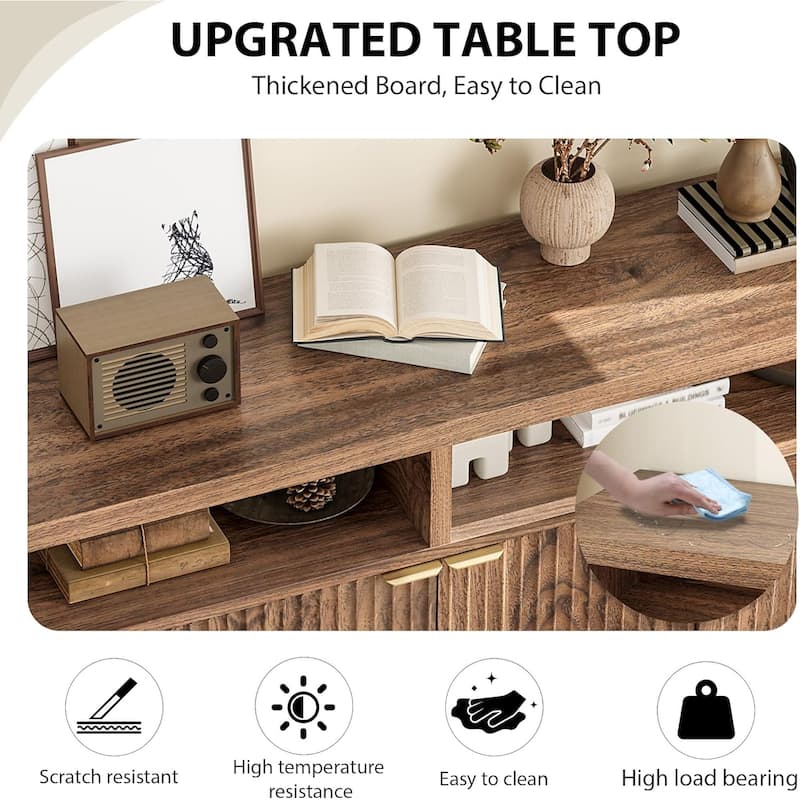 65.8 Inch Fluted Sideboard Buffet Cabinet with 4 Doors