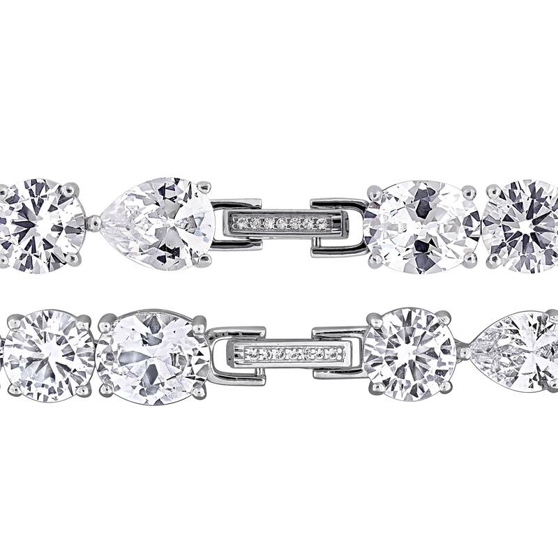 Miadora 163 1/3 Created White Sapphire Lariat Necklace Bracelet Set in Sterling Silver