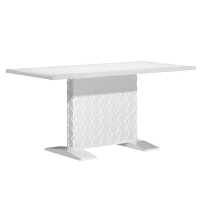 Clihome Glossy Wood Extendable Dining Table for 6 People