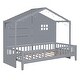preview thumbnail 5 of 7, Grey Twin House Bed with Shelves, Window, Light Strip, Easy Assembly