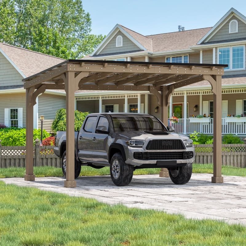 VEIKOUS Wood BBQ Grill Gazebo with Steel Roof for Patio Garden Backyard and Lawn