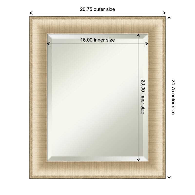 Beveled Wall Mirror - Elegant Brushed Bronze Frame - 20.75 x 24.75-inch - Elegant Brushed Honey