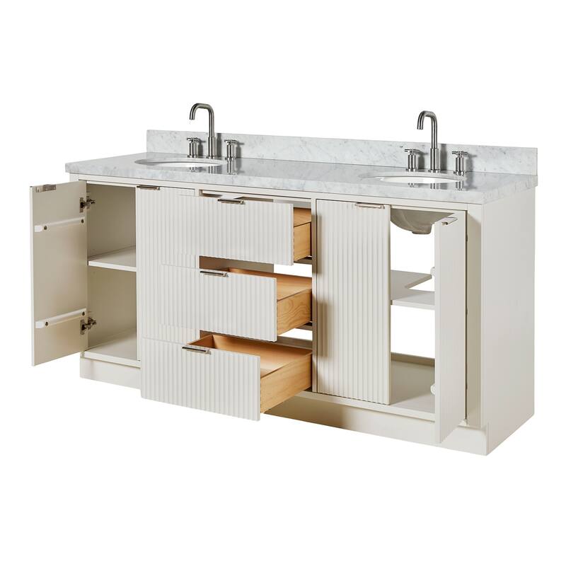 Ariel P73DCWOVO Milan 73" Free Standing Double Oval Basin Vanity Set