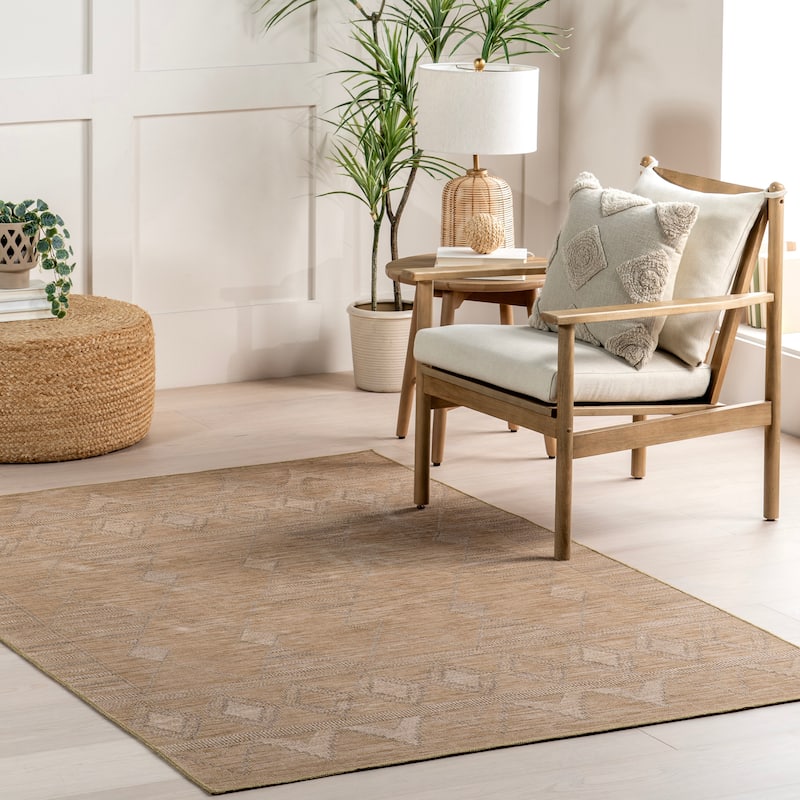 Nuloom Olive SpinClean Classic Geometric Machine Washable Area Rug - 5' x 8' - Sand - Rectangle