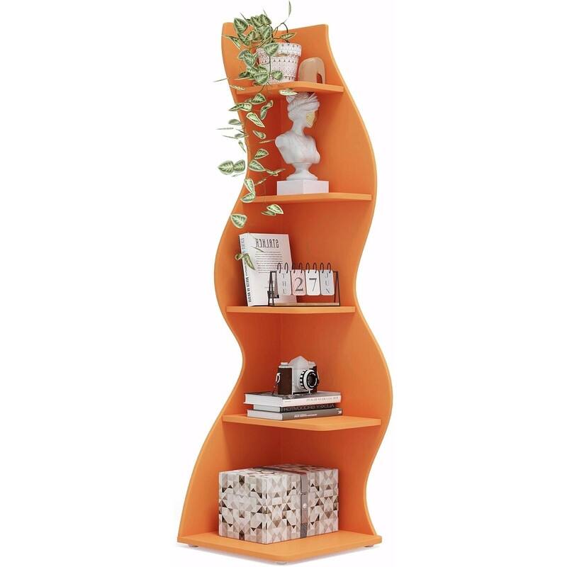 5-Tier Corner Wall Bookshelf - Storage Rack and Plant Stand