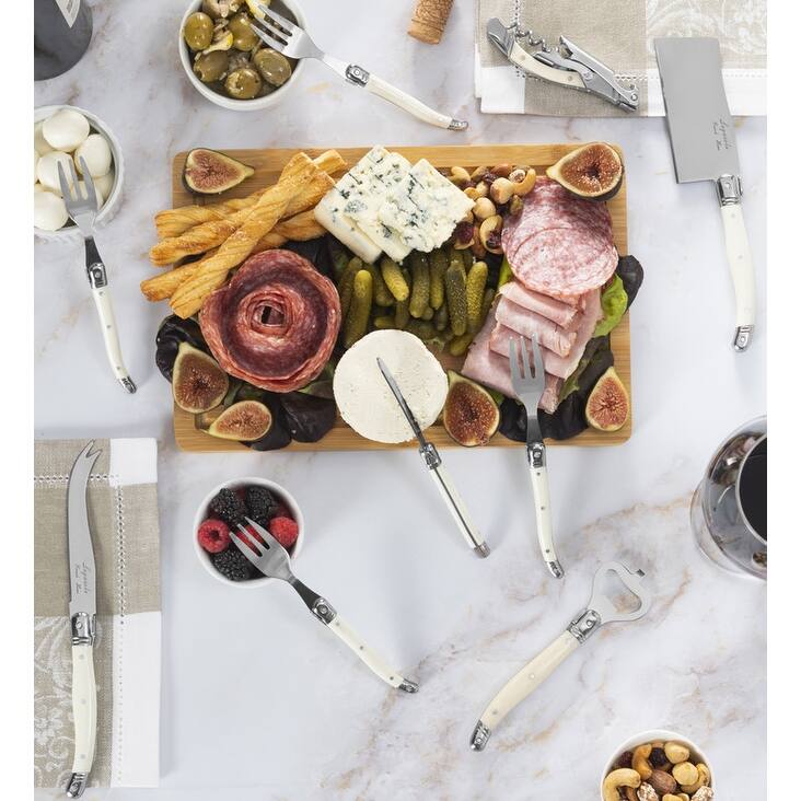 French Home Laguiole Essential 9-Piece Charcuterie and Barware Set with Faux Ivory Handles