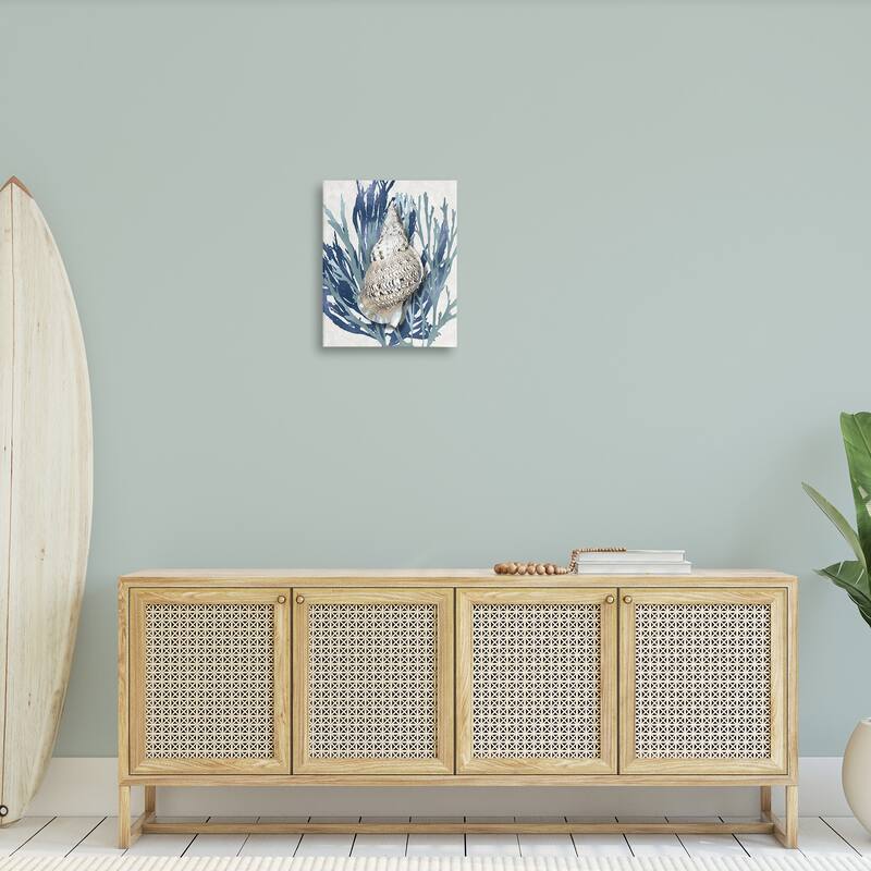 Stupell Shell Coral Blue Beach Design Canvas Wall Art