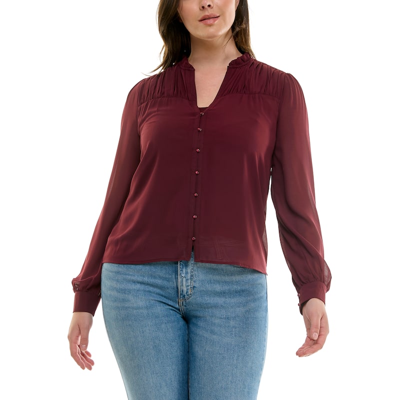 Nicole Miller Ruffle Long Sleeve Blouse