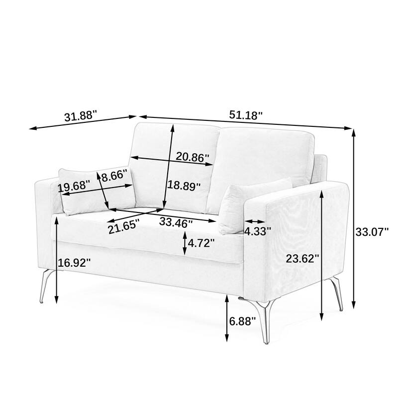 Living Room Streamlined Loveseat Sofa Beige Lounge Loveseat Thick Back