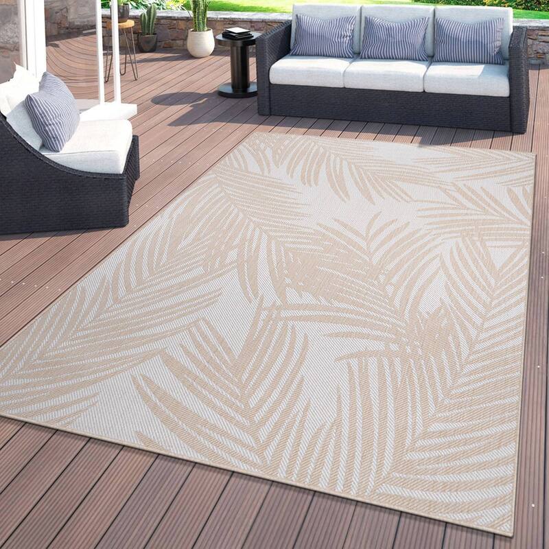 World Rug Gallery Contemporary Distressed Leaves Textured Flat Weave Indoor/Outdoor Area Rug