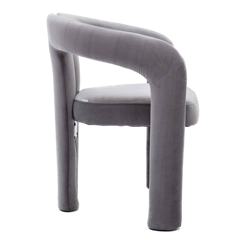 Gray Modern 25.2" Upholstered Accent Chair with Curved Circular Backrest and High-Density Foam (Set of 2)