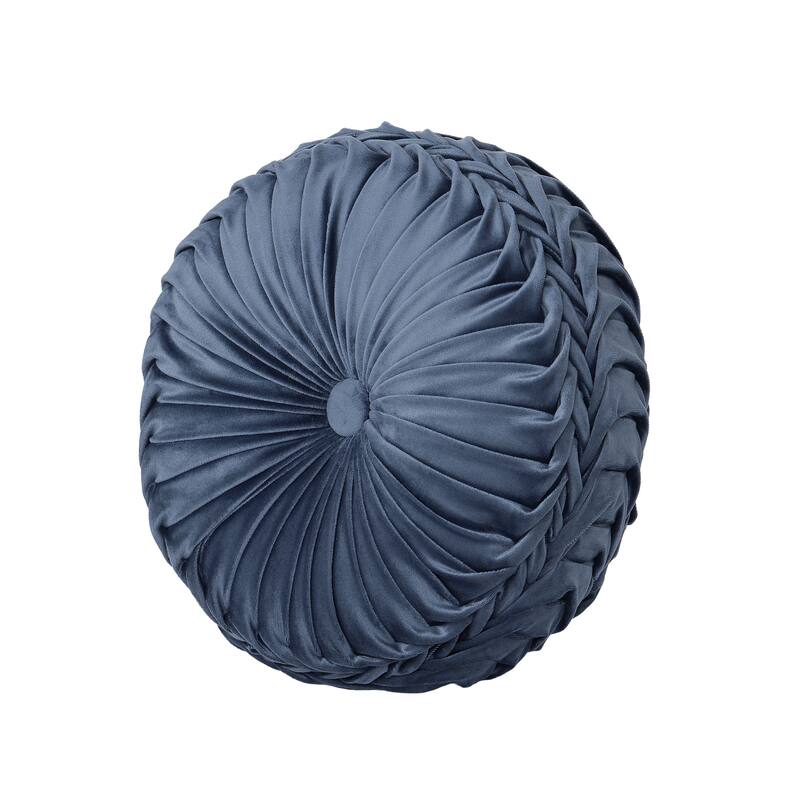Michaela Tufted Round Decorative Throw Pillow - Polyester - Prussian Navy - Accent