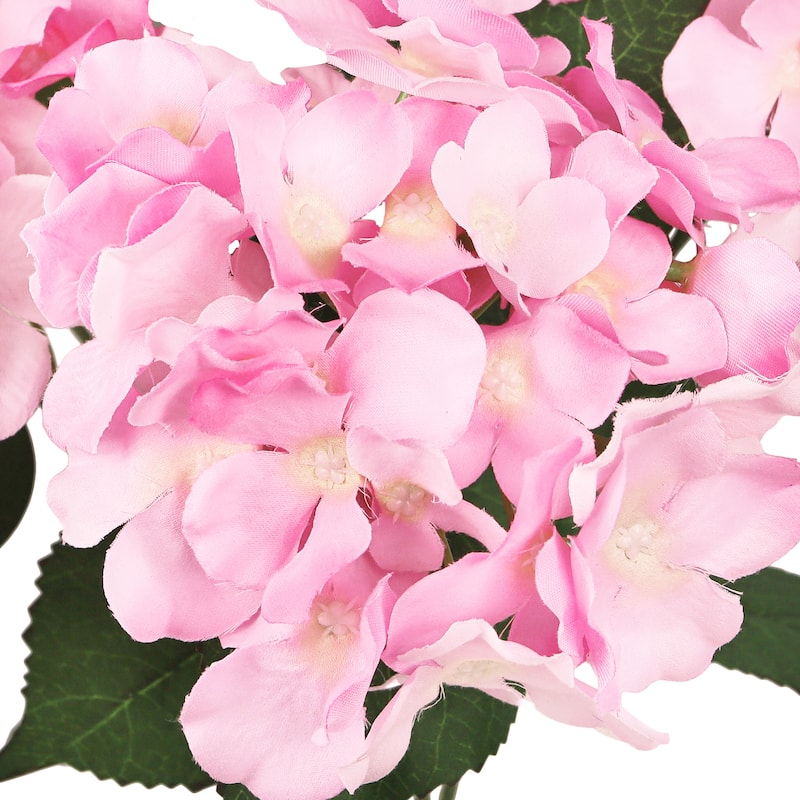 Set of 2 Deluxe Pink Artificial Hydrangea Flower Stem Bush Bouquet 20in - 20" L x 12" W x 12" DP