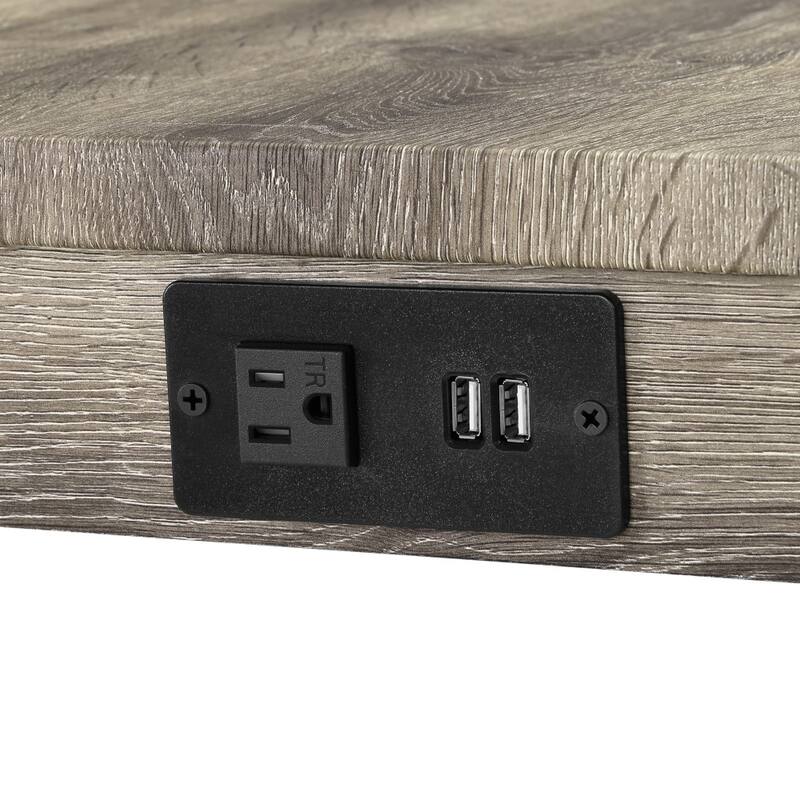 Durable 4-piece Wooden Bar Table and Chairs Set with Power Outlet