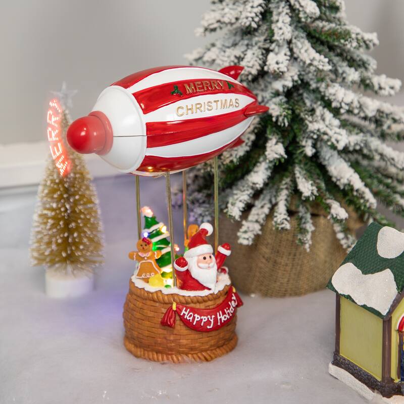 8.5" Red and White Musical and Animated Blimp Christmas Figure