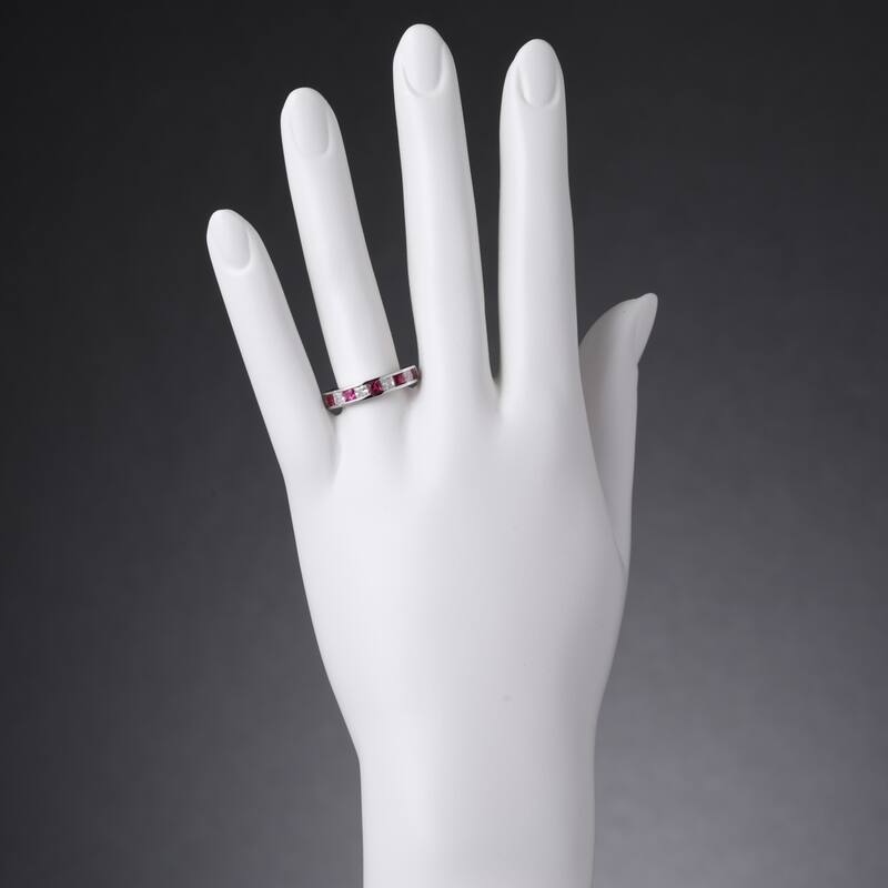 Sterling Silver 1 ct Created Ruby Birthstone Ring
