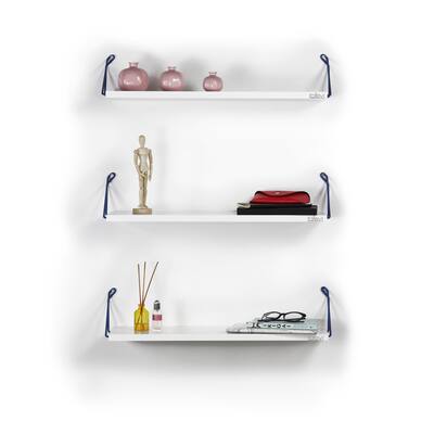 Floating Wall Decor Wall Mounted Rustic Decorative Hanging Metal Bracket Triple Shelfs for Books Plant - 24"W x 5"L x 7"H