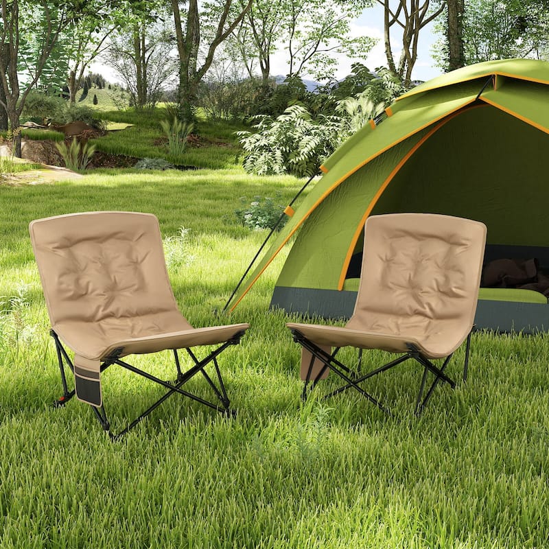 Costway 1/2 PCS Portable Folding Camping Chair with 500 LBS Support