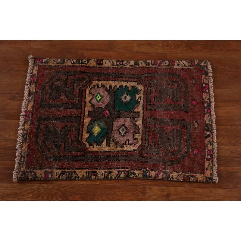 Hand Knotted Oriental 100% Wool Carpet Transitional Tribal Pink Anatolian Area Rug - 2' 6'' X 1' 8''