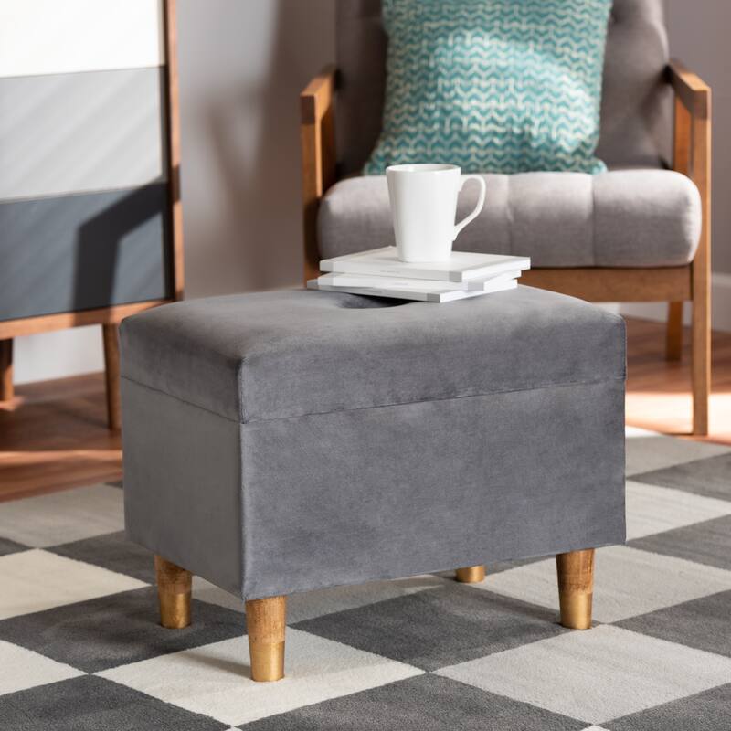 Elias Modern Velvet Fabric Storage Ottoman