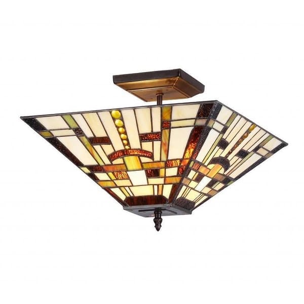 slide 2 of 2, Chloe Tiffany Style Mission Design 2-light Semi-flush Mount Fixture
