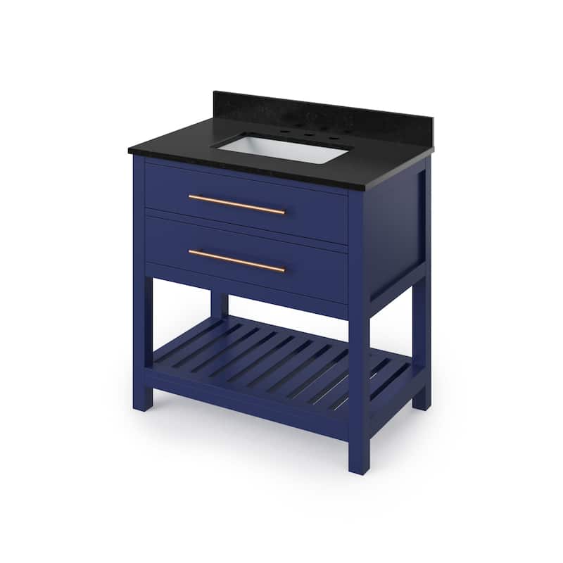 Jeffrey Alexander VKITWAV36R-GRANITE Wavecrest II 36" Free Standing - Hale Blue / Black - Painted