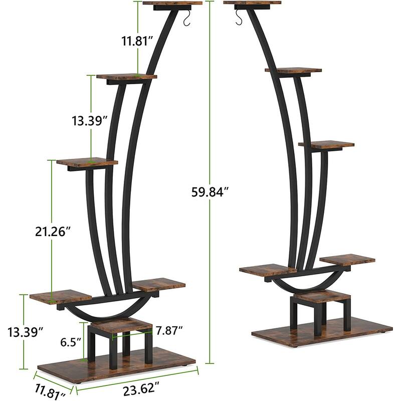 6-tier 2-piece Tall Plant Stand Shelf for Indoor Home Garden