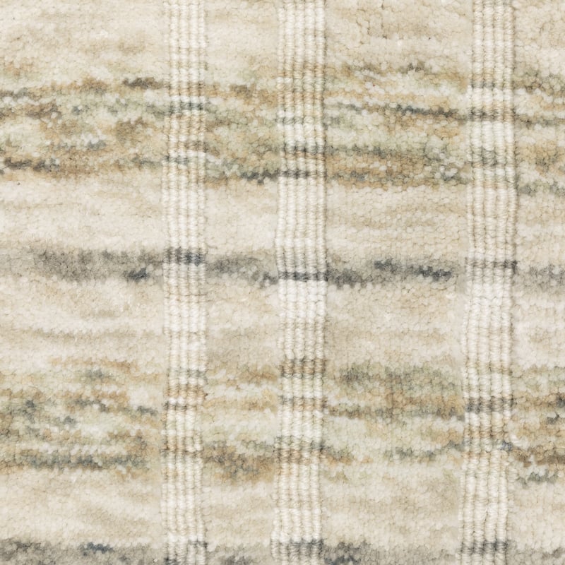 Thalia Scandinavian Textured Stripes Beige/ Gold PET Yarn Area Rug-