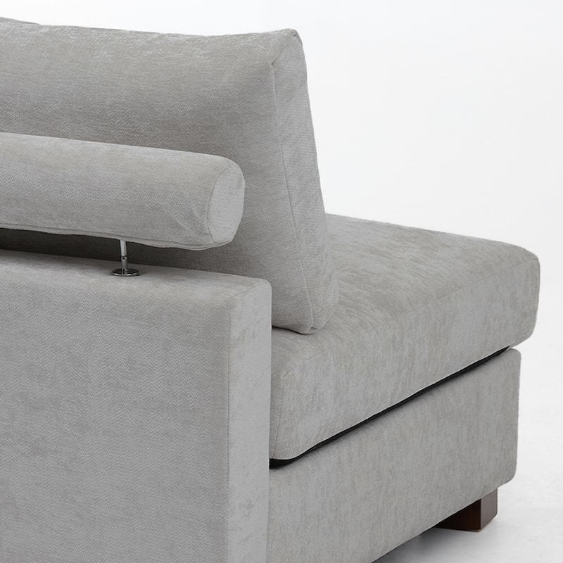 41" W Modern Chenille Corner Arm Accent Chair Sectional Module with Pillows