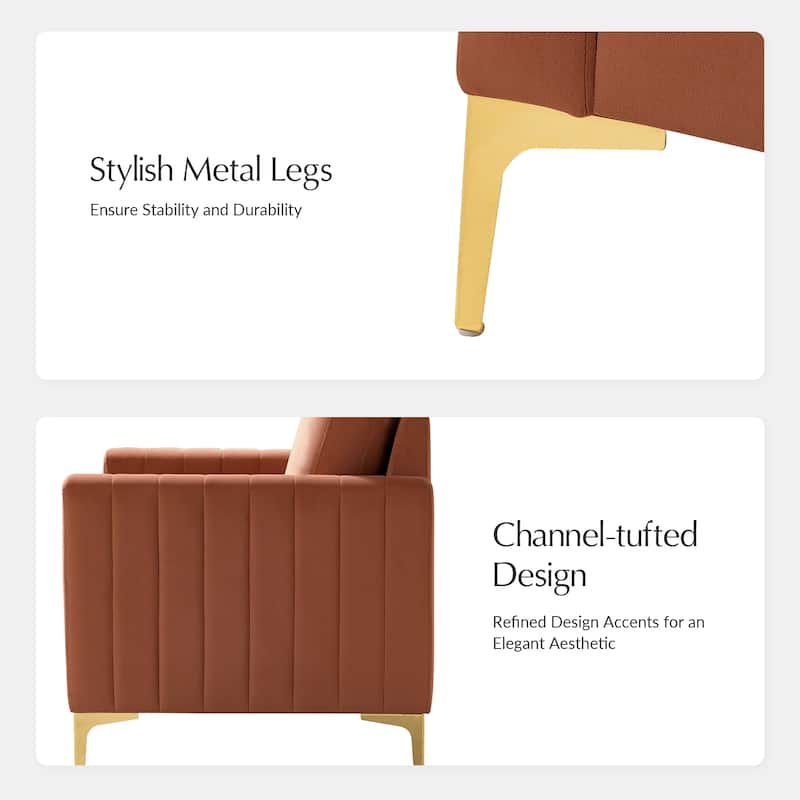 Ganymedes Modern Velvet Accent Arm Chair with Golden Legs and Removable Cushion by HULALA HOME