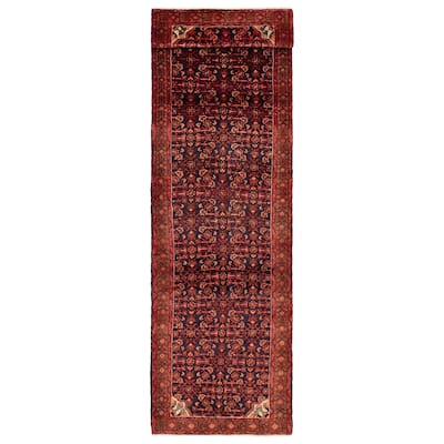 ECARPETGALLERY Hand-knotted Andelz Navy Wool Rug - 3'7 x 12'8