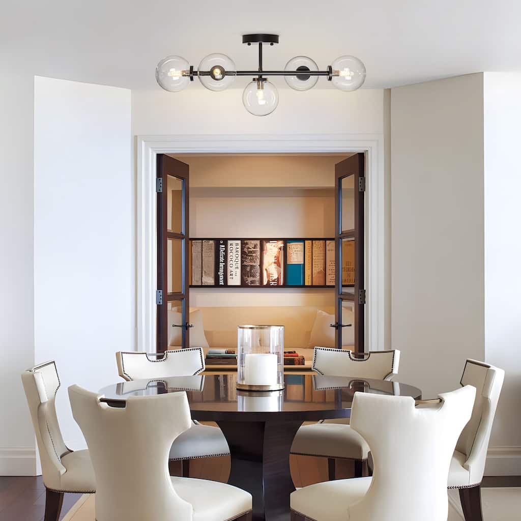 Modern 5-Light Bathroom Vanity Light Globe Glass Wall Sconces Minimalist Design