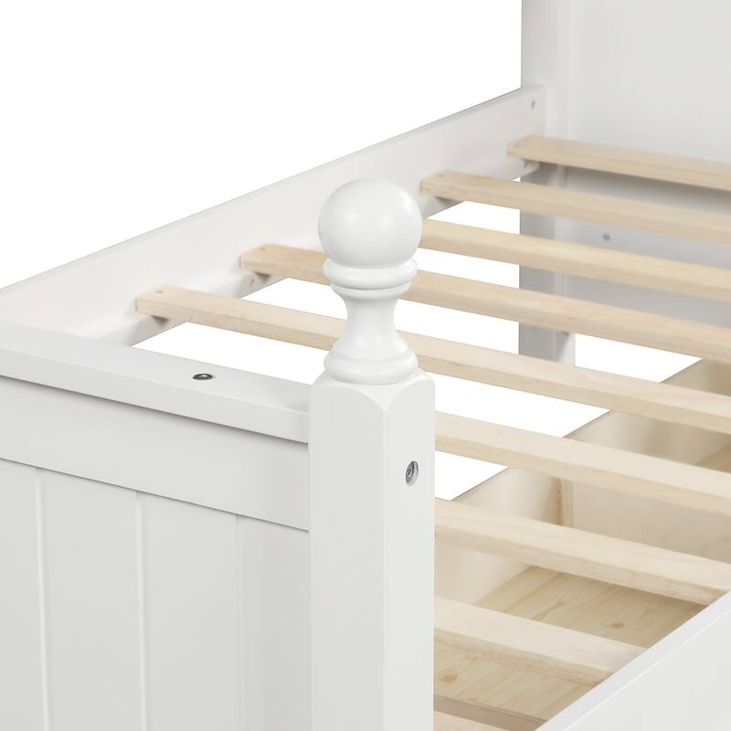 White Wood Twin Daybed with Drawers