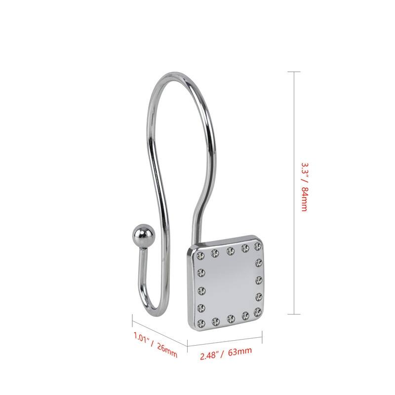 Utopia Alley Shower Hooks, Double Shower Curtain Hooks for Bathroom, Crystal Design, Set of 12
