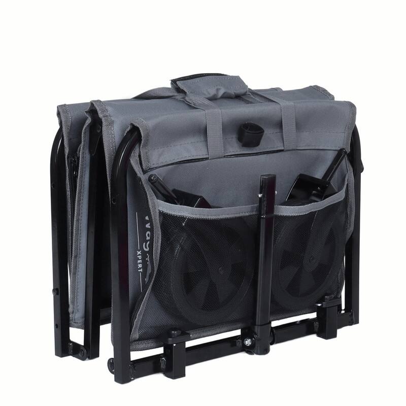 All-in-One Convertible Folding Utility Trolley with 4 Wheels, Bench Seat & Dog Leash