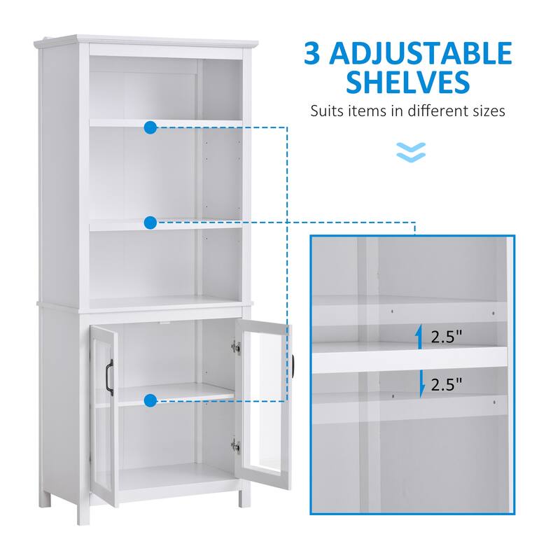 HOMCOM Multifunctional Storage Cabinet Bookcase with Adjustable Shelves Display Rack for Study, Kitchen, Living Room