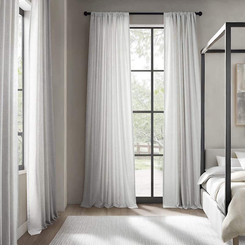 Exclusive Fabrics Basic Faux Linen Curtain Pair - 2 Panels - Light Filtering Window Curtains