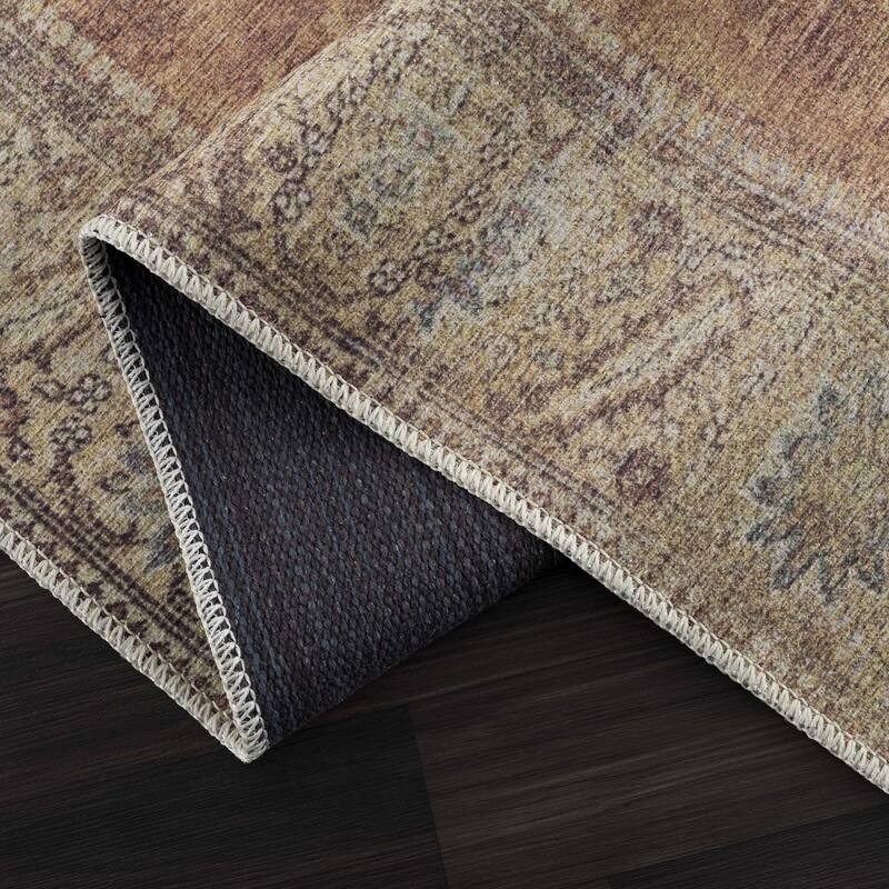 Hauteloom AUY Collection Machine Washable Persian Medallion Area Rug