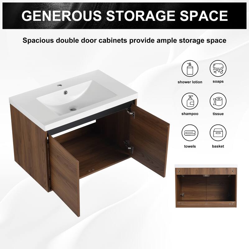 ARTCHIRLY 16/20/24/30/36 Inch Bathroom Vanity With Sink, Floating Bathroom Vanity With Soft Close Door