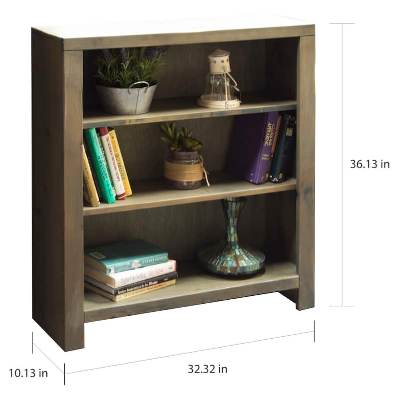 Bridgevine Home Joshua Creek 36 inch high 3-shelf Bookcase, No Assembly Required, Barnwood Finish