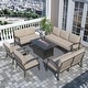 preview thumbnail 110 of 144, Aluminum Patio Outdoor Sectional Sofa Set with Fire Pit, Swivel Rocking Chairs and Ottomans
