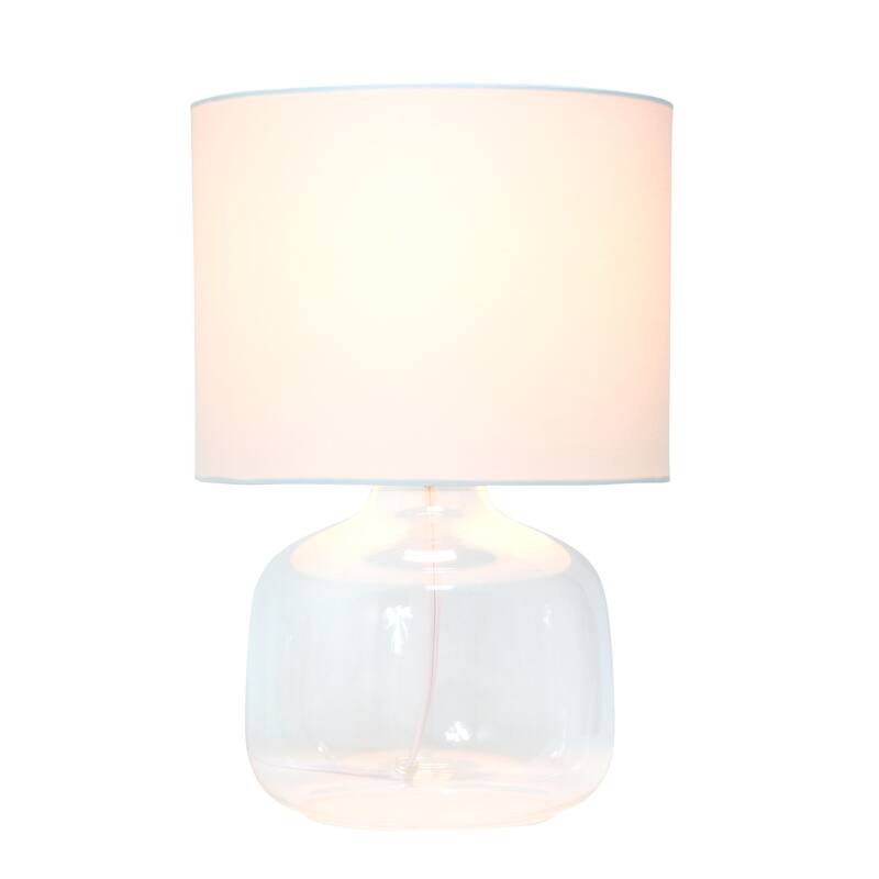 Round Glass Table Lamp with Drum Shade - 13.75" - Clear and White