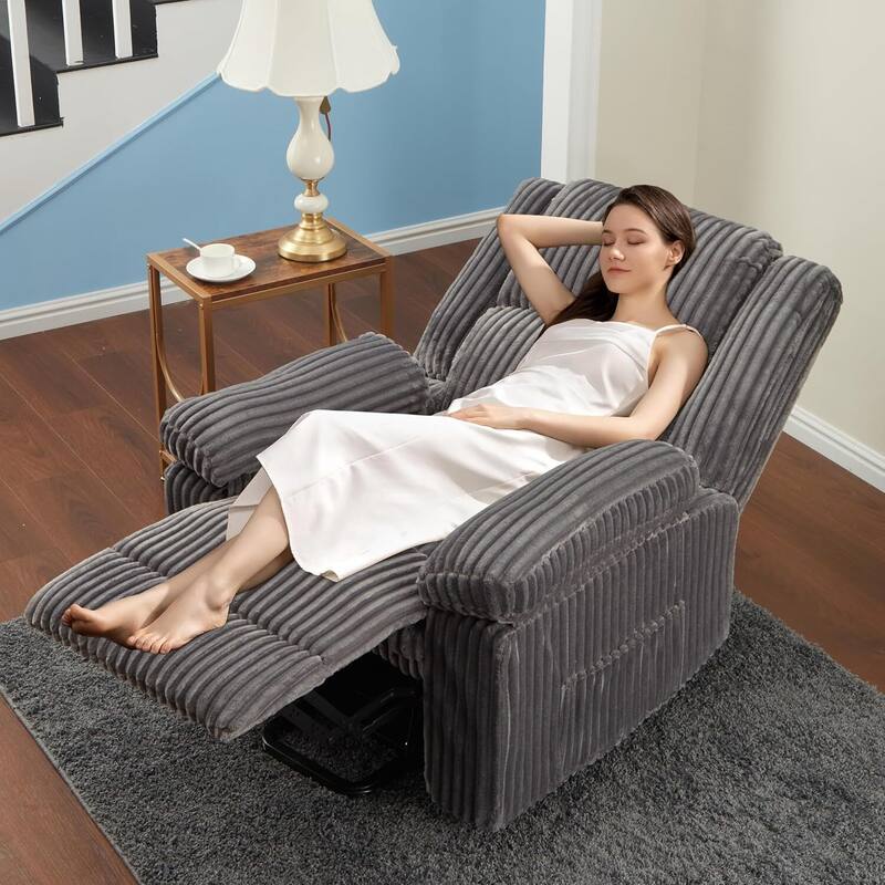 Corduroy Manual Recliner Sofa for Living Room, Bedroom, Home Theater