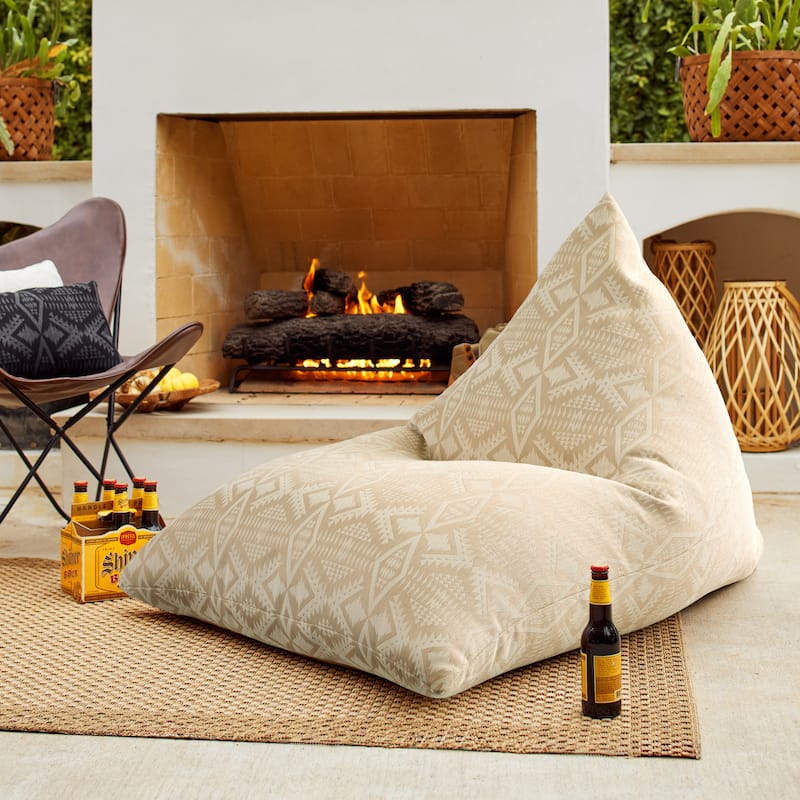 Sorra Home Sunbrella Pendleton Outdoor Bean Lounger - 54 in W x 38 in W x 21 in H - Diamond River Sand