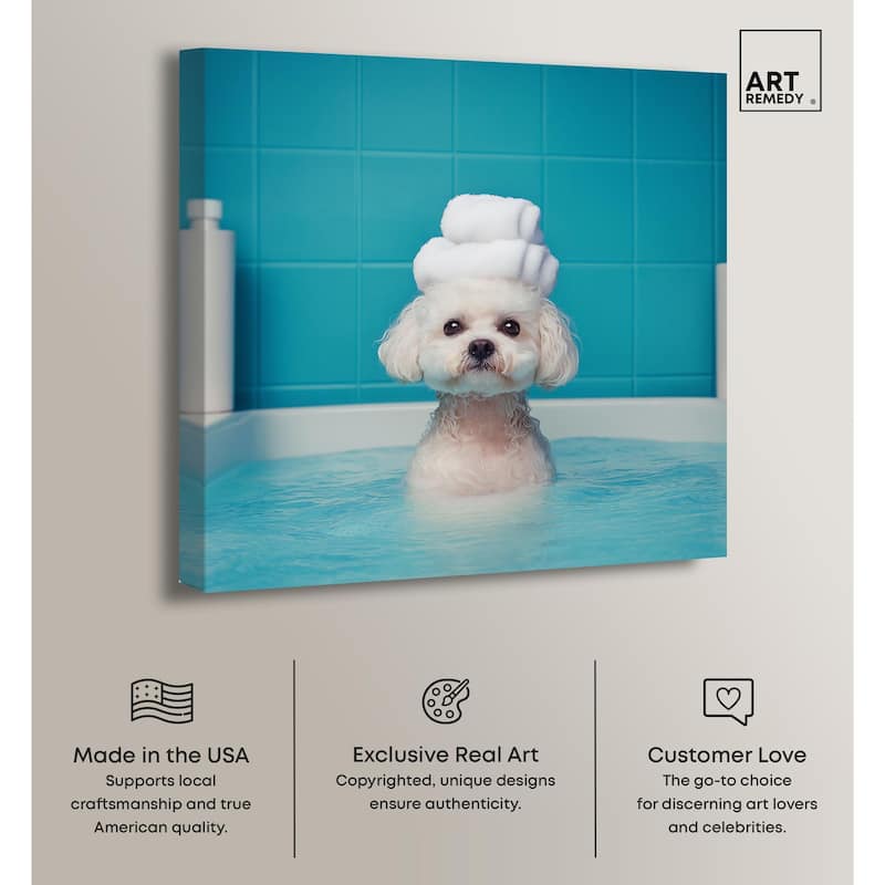 Fluff in the Tub Canvas by Art Remedy, Gallery Wrapped