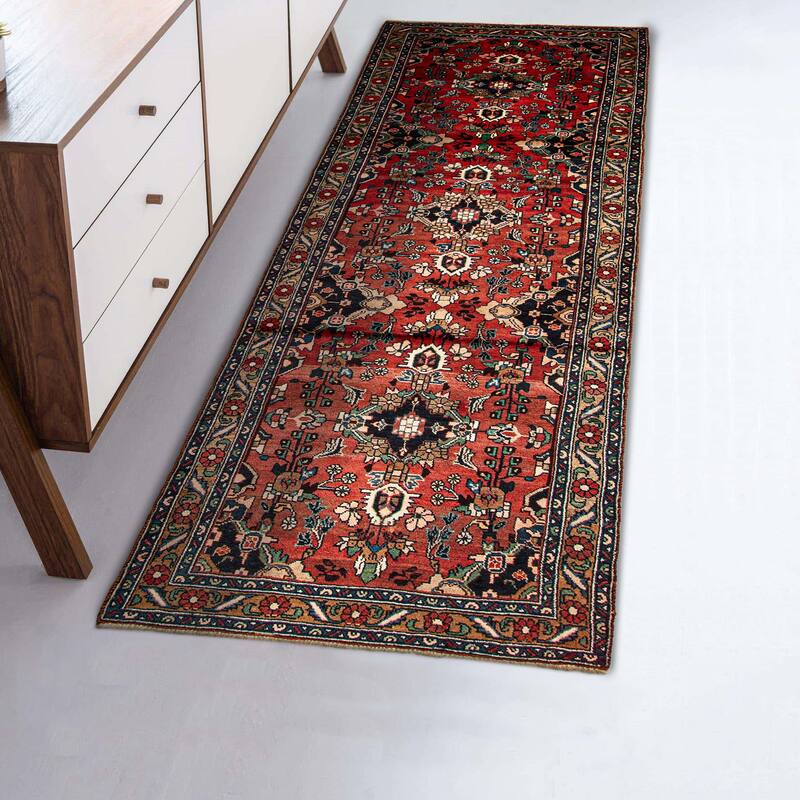 ECARPETGALLERY Hand-knotted Andelz Red Wool Rug - 3'5 x 10'11