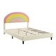 preview thumbnail 4 of 27, Rainbow Shaped Upholstered Platform Bed with Height-adjustbale Headboard