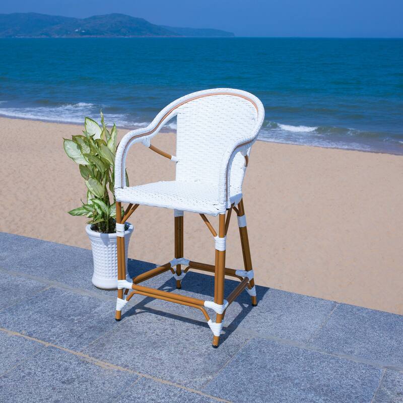 SAFAVIEH Charlize Outdoor Bistro 26-inch Counter Stool with Arms - 23Wx26Dx43H